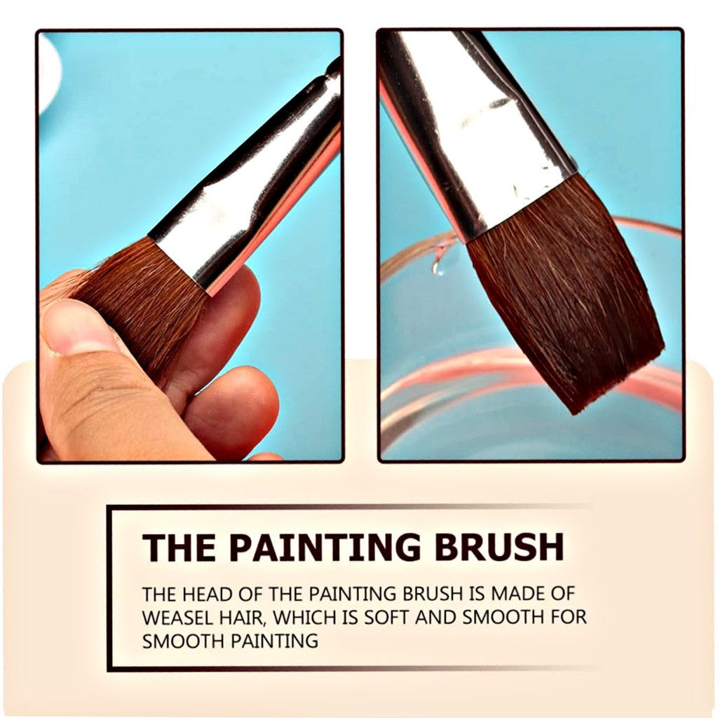 FLAT WOLF Hair Brush Short Handle Painting Brush LG2858 No.1 to No. 12 (Single Pc)