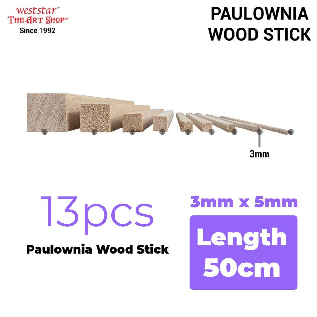 [WETAS] Paulownia Wood Stick Wooden Stick Lightweight Strong Wooden Craft Stick - 50cm length