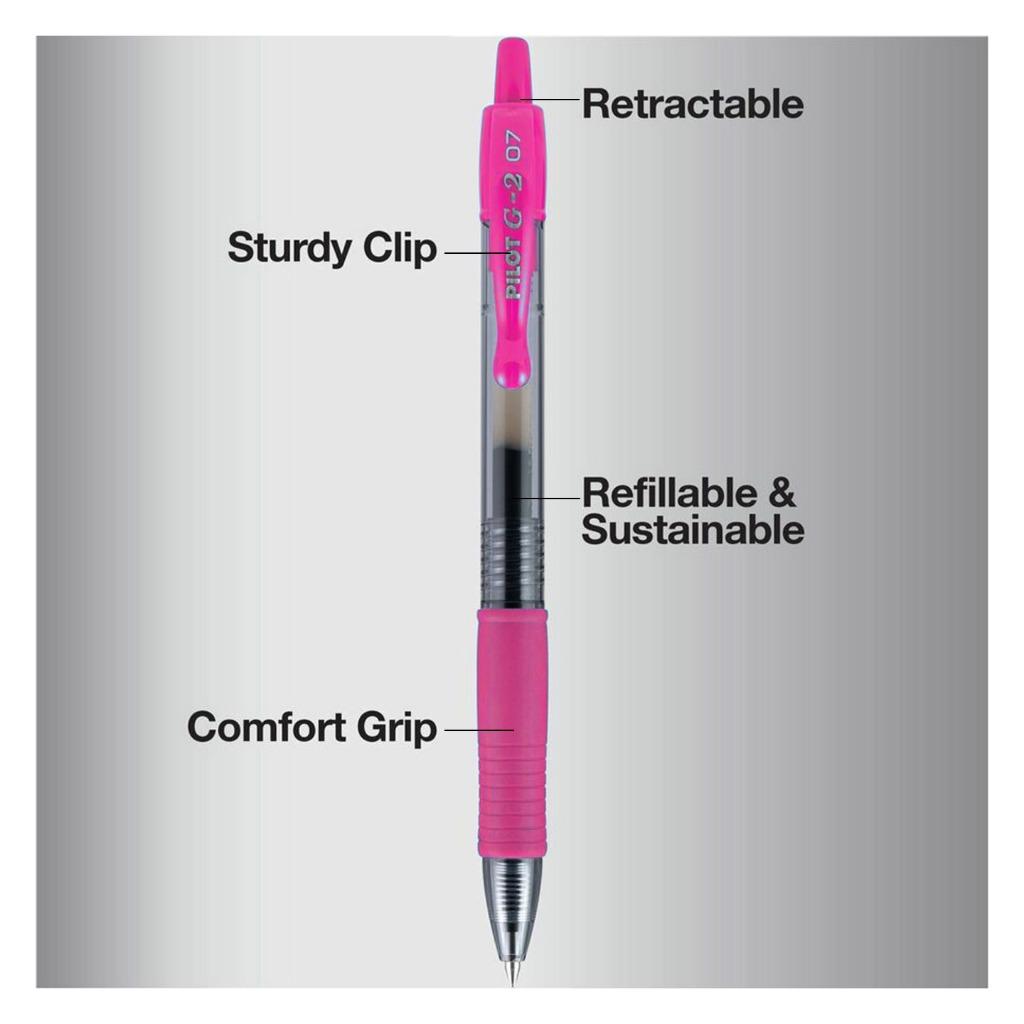 PILOT G2 Gel Pen, Pilot Retractable Gel Pen, Pilot G-2 Gel Pen Colored 0.7mm
