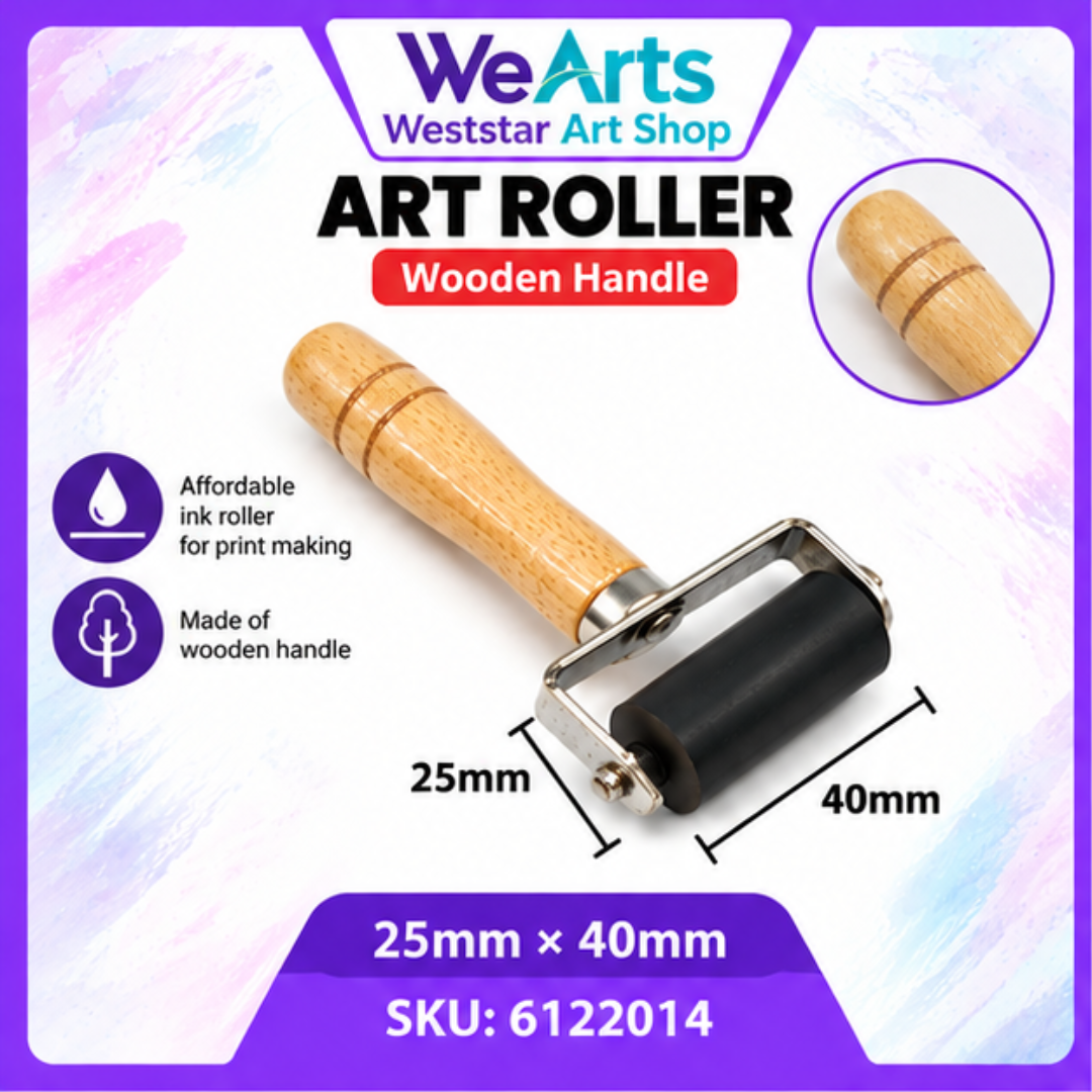 ART ROLLER Wooden Handle | Printmaking Ink Roller with Wooden Handle