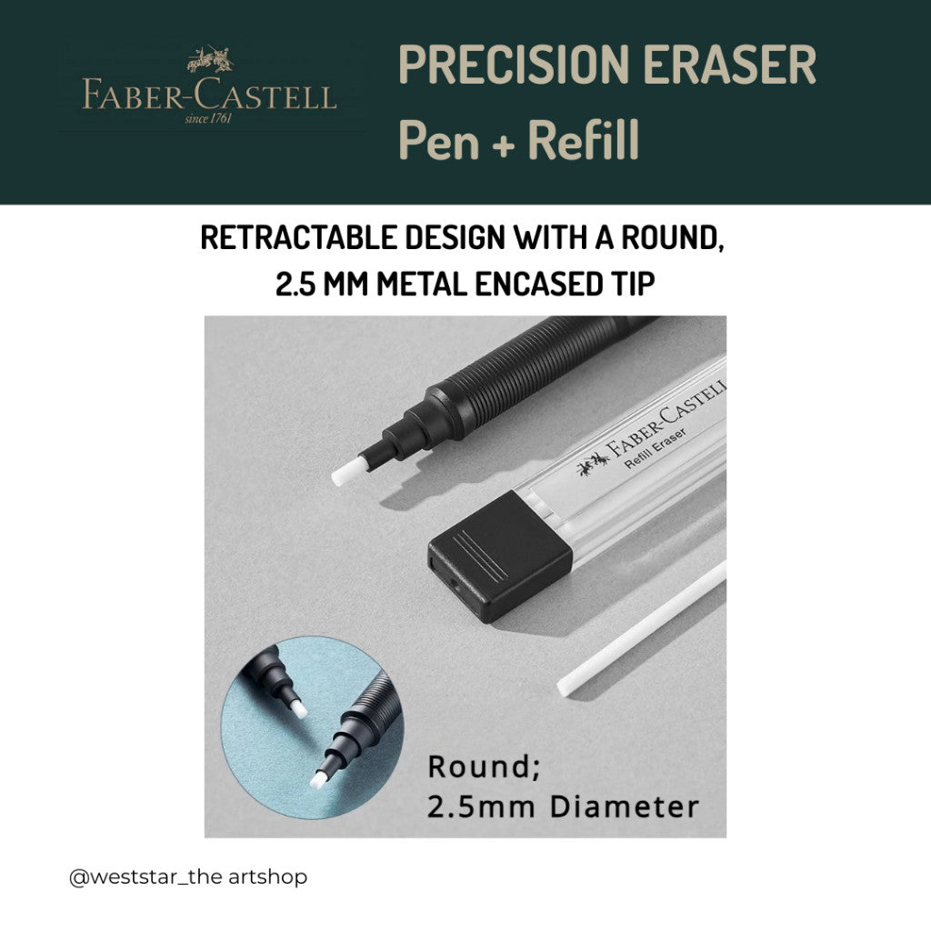 [WE-ARTS]  FABER Precision Eraser Pen + Refill, Faber Eraser Pen,  Refillable Eraser, Pemadam Pen