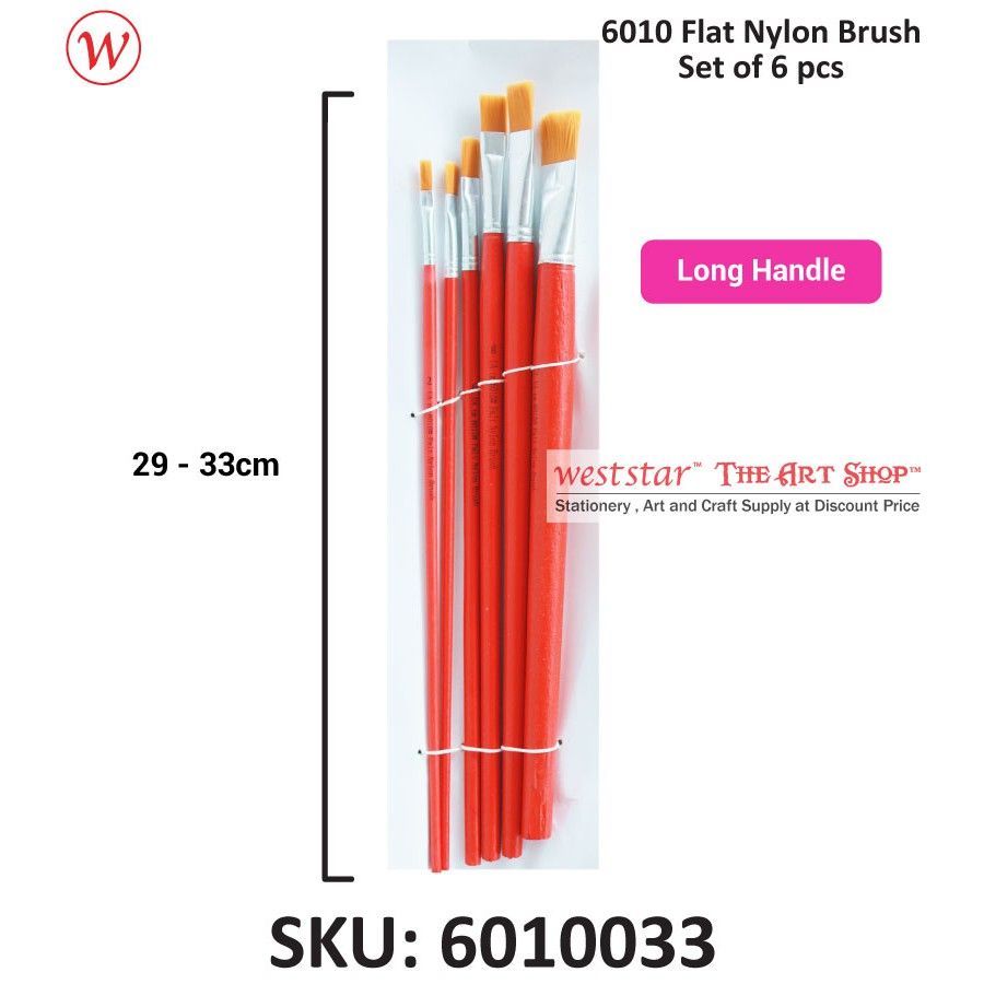 [WETAS] FLAT Nylon Brush Set Flat Brush Set Nylon Painting Brush - Economical (Long handle / Short Handle)