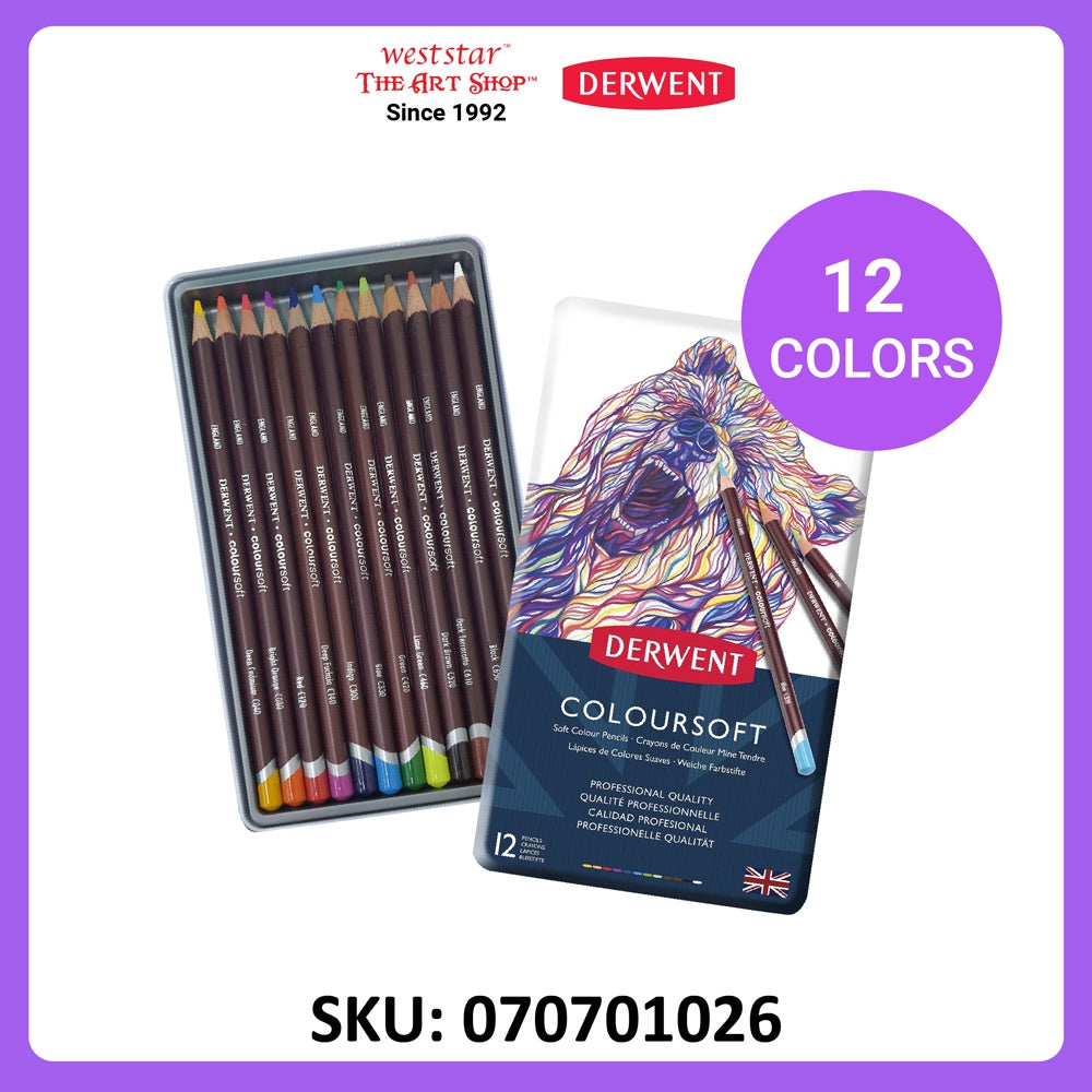 Derwent Coloursoft Color Pencil Set| 12, 24, 36, 72