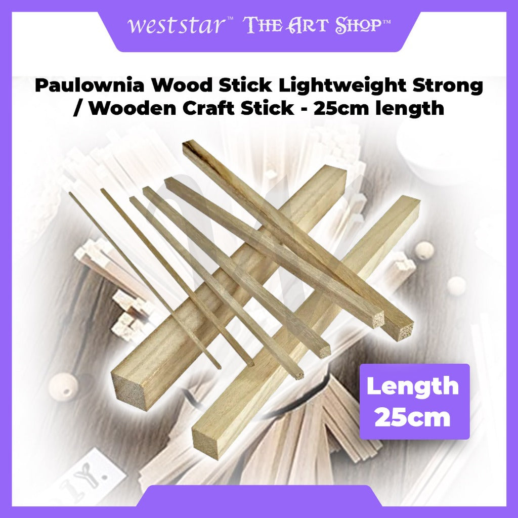 [WETAS] Paulownia Wood Stick Wooden Stick Lightweight Strong Wooden Craft Stick - 25cm length