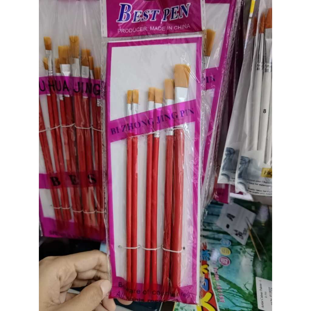 [WETAS] FLAT Nylon Brush Set Flat Brush Set Nylon Painting Brush - Economical (Long handle / Short Handle)