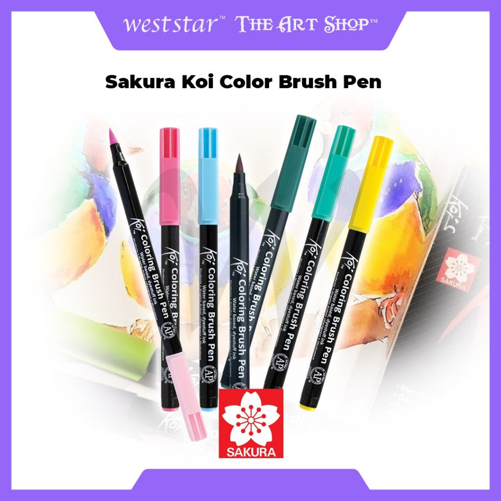 [WESTSTAR] Sakura Koi Color Brush Pen Coloring  Pen (Single piece)