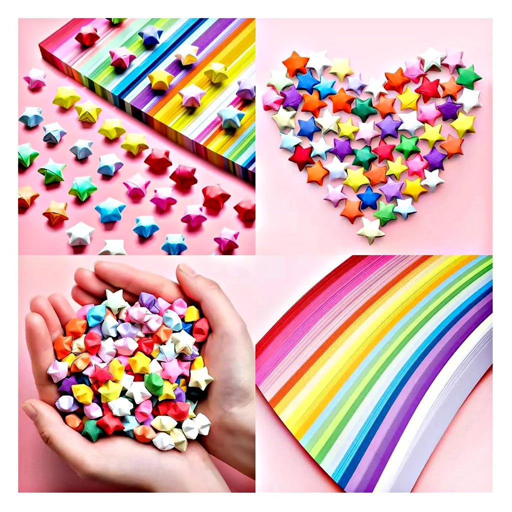 [WE-ARTS] Star Origami Paper Crane Square Paper Folded Papercraft Kertas Colorful DIY 1cm x 23.5cm