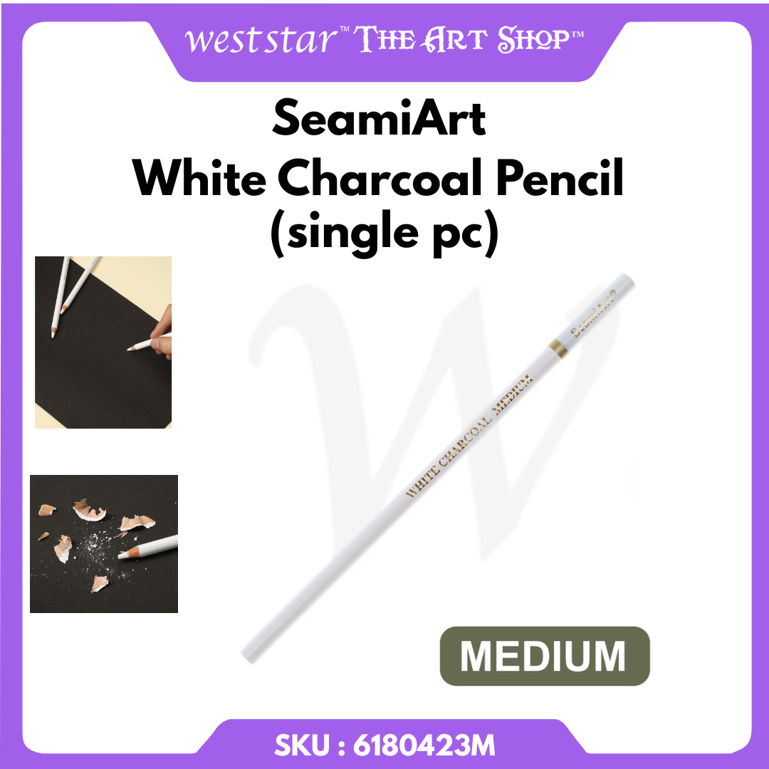 SEAMIART White Charcoal Pencil | Professional Drawing Pencil | Writing & Sketching & Drafting | Medium - 1pc