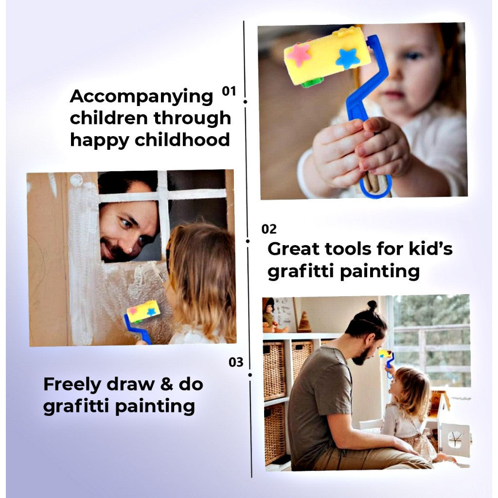 [WE-ARTS]  Sponge Paint Roller HM-1164 – Fun, Mess-Free Painting with Cute Patterns!