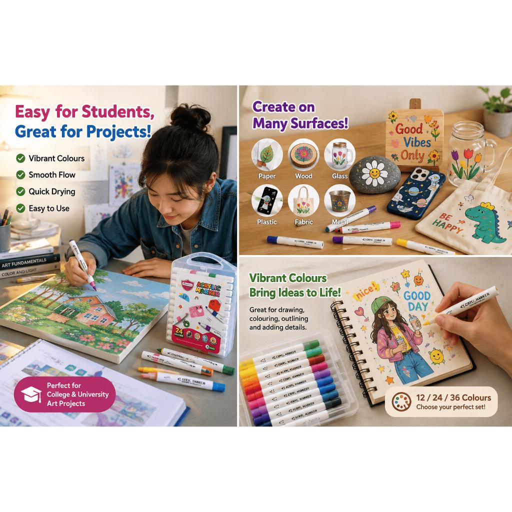 [WE-ARTS] Master Art Round Acrylic Marker (12c/24c/36c)