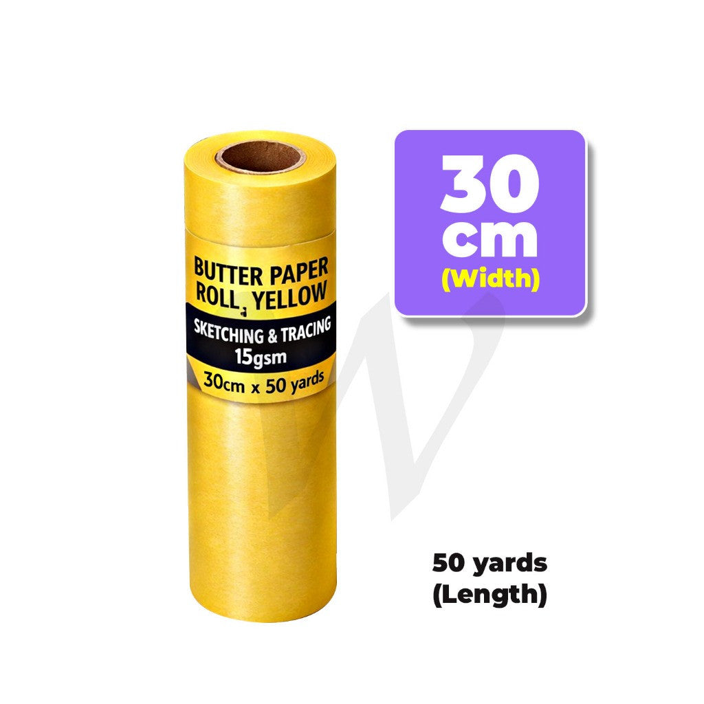 Butter Paper Roll YELLOW  for Sketching & Drawing - 15g  (30cm / 46cm*50 yard )