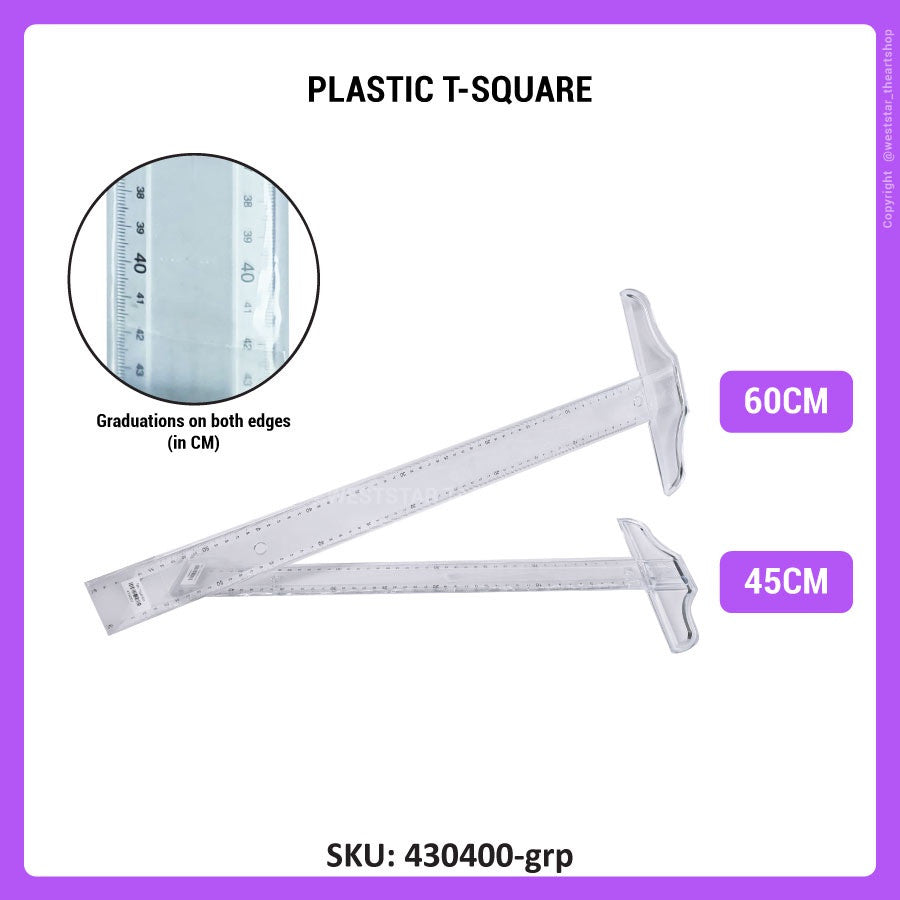 [WETAS] Plastic T-Square Plastic T Square / T ruler / Pembaris T (ATR-1 / ATR-2) 45cm or 60cm