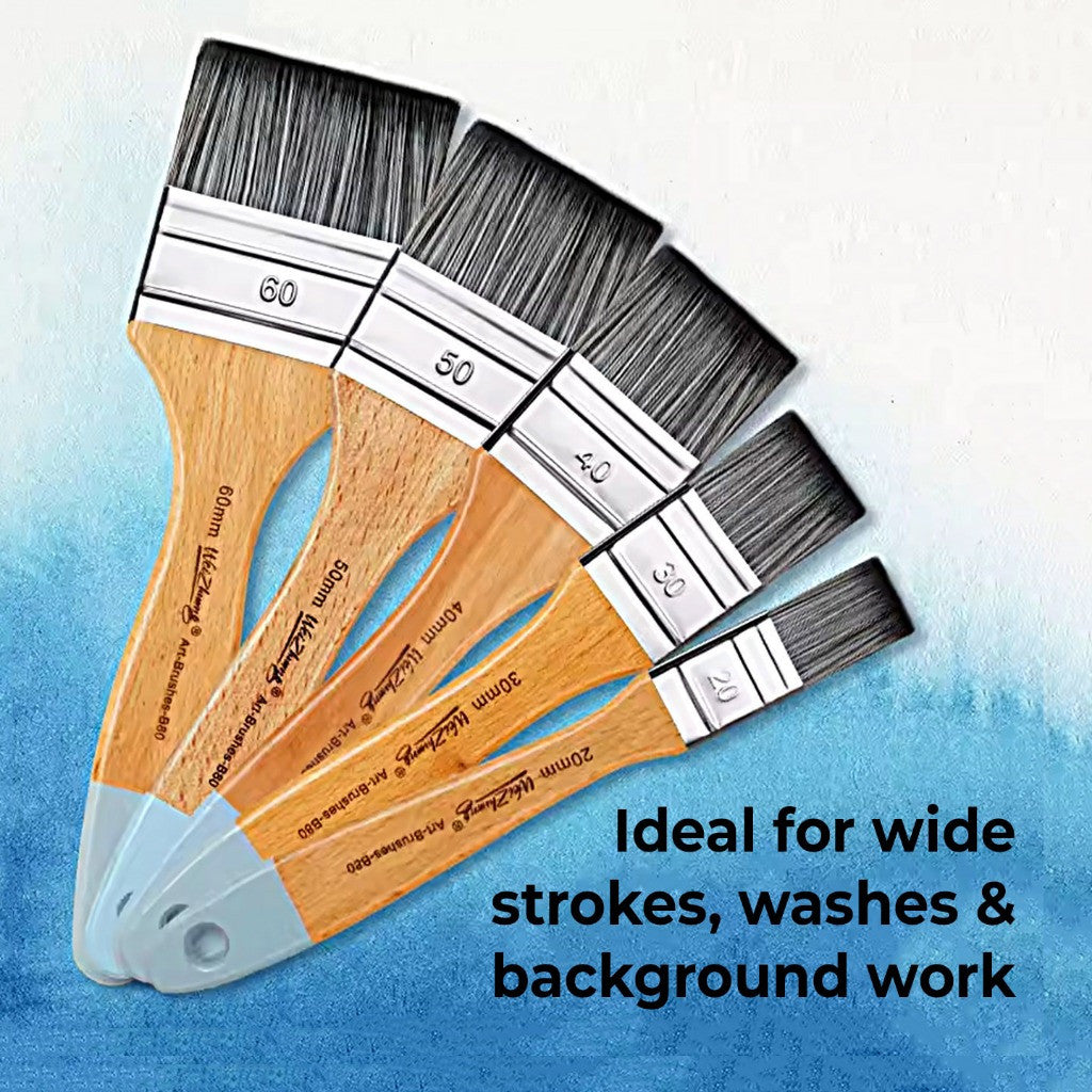 Nylon Studio Flat Board Brush (Beech Wood) 20mm-60mm