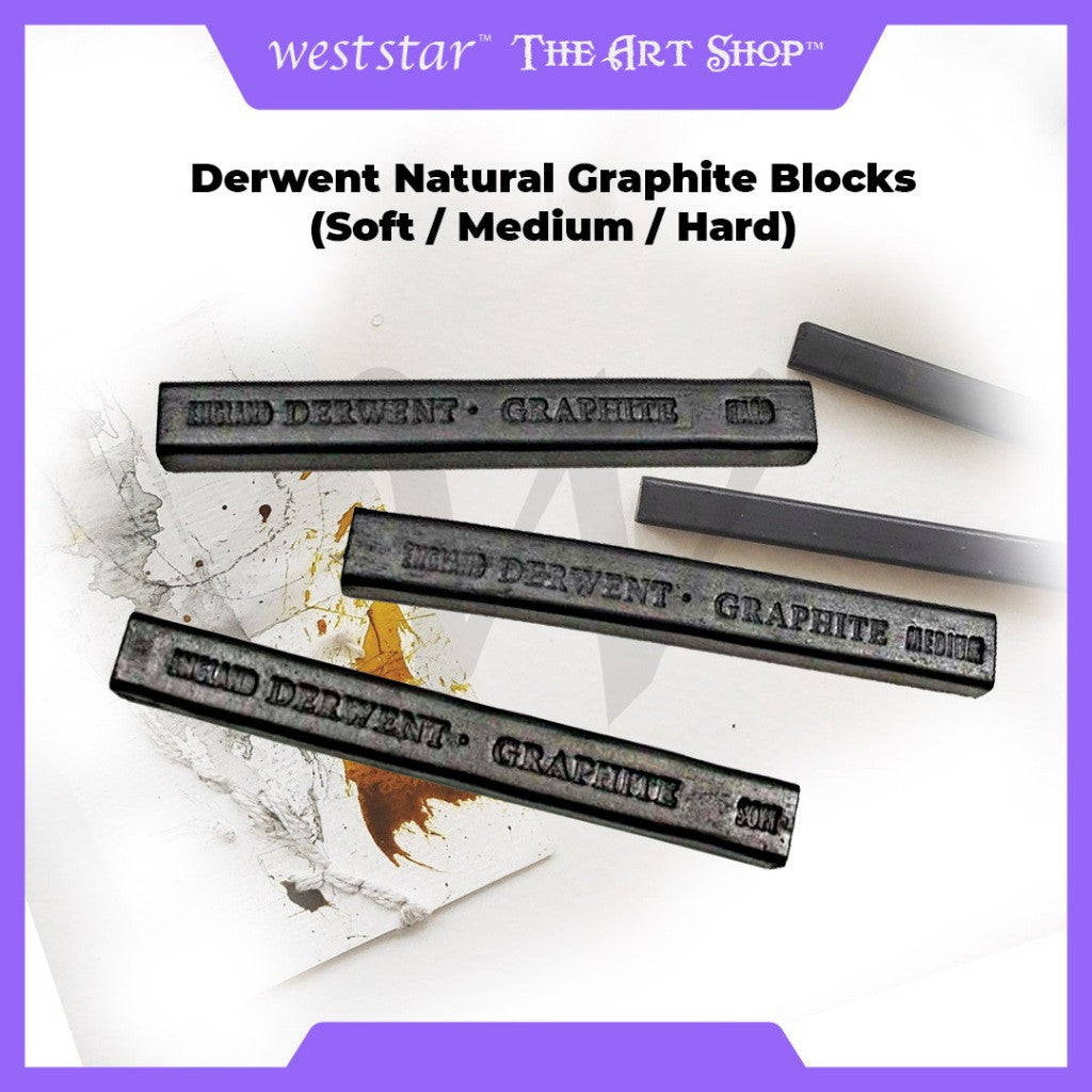 [WESTSTAR] Derwent Natural Graphite Blocks (Soft / Medium / Hard)