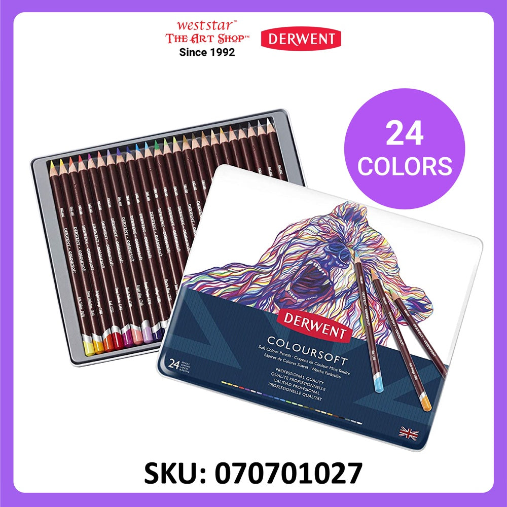 Derwent Coloursoft Color Pencil Set| 12, 24, 36, 72