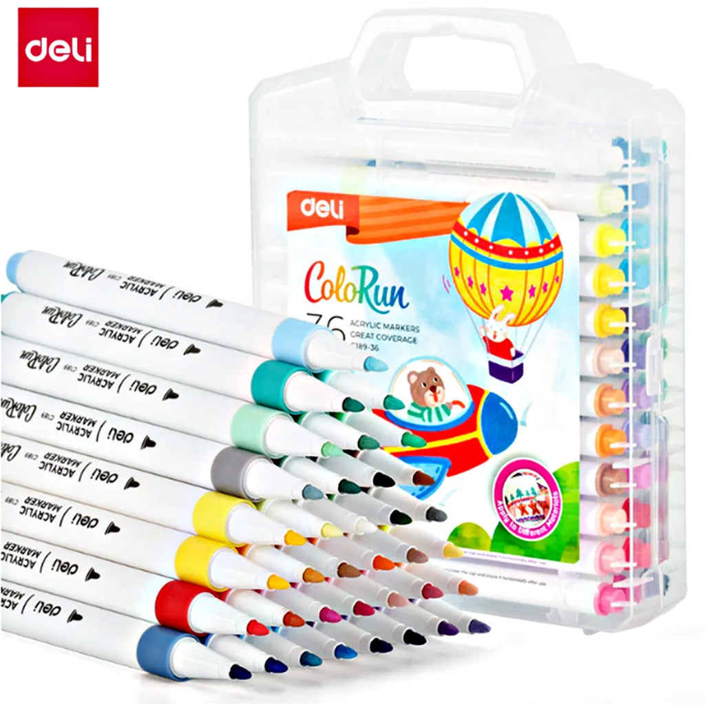 [WETAS] DELI COLORUN Acrylic Marker Slim Round Barrel 12 / 24 / 36 colours C189