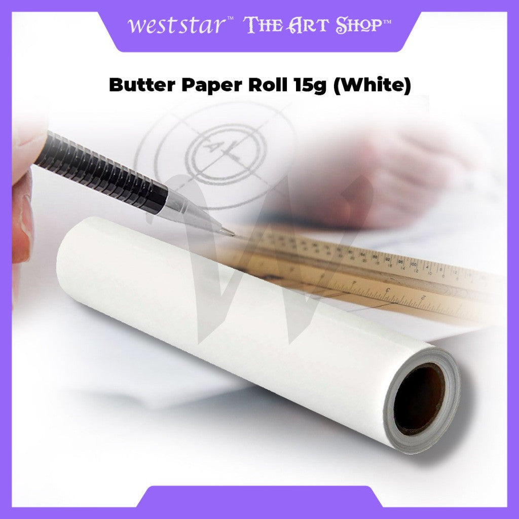 [WESTSTAR] Butter Paper Roll White Butter Paper Roll for Sketching & Tracing - 15gsm (50 yards)