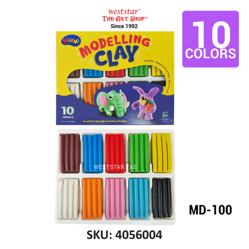 Nikki Clay , Plasticine (MD-100) | 10 Colors (Suitable for kids age 3+)
