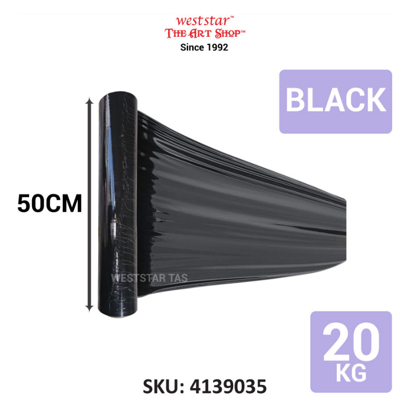 Stretch Film, Shrink Wrap, Clear/Black (50cm x 2kg)