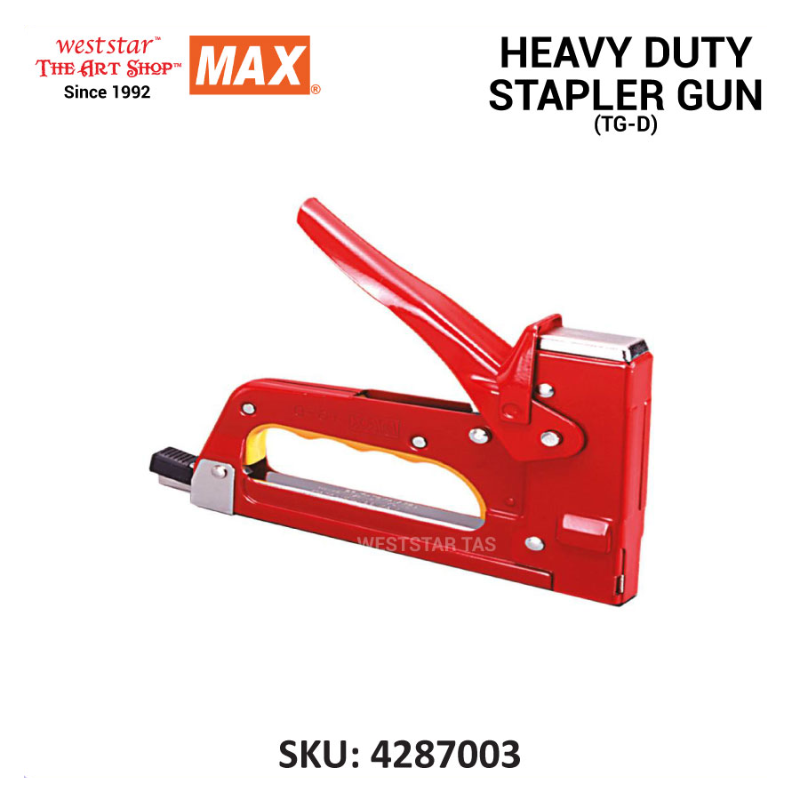 Max Stapler Gun, Heavy Duty Gun Tacker (TG-D) - RED