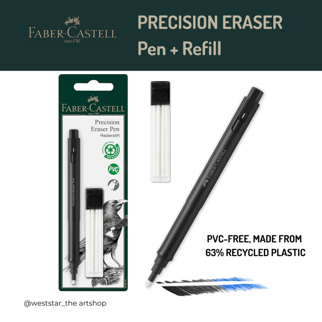 [WE-ARTS]  FABER Precision Eraser Pen + Refill, Faber Eraser Pen,  Refillable Eraser, Pemadam Pen