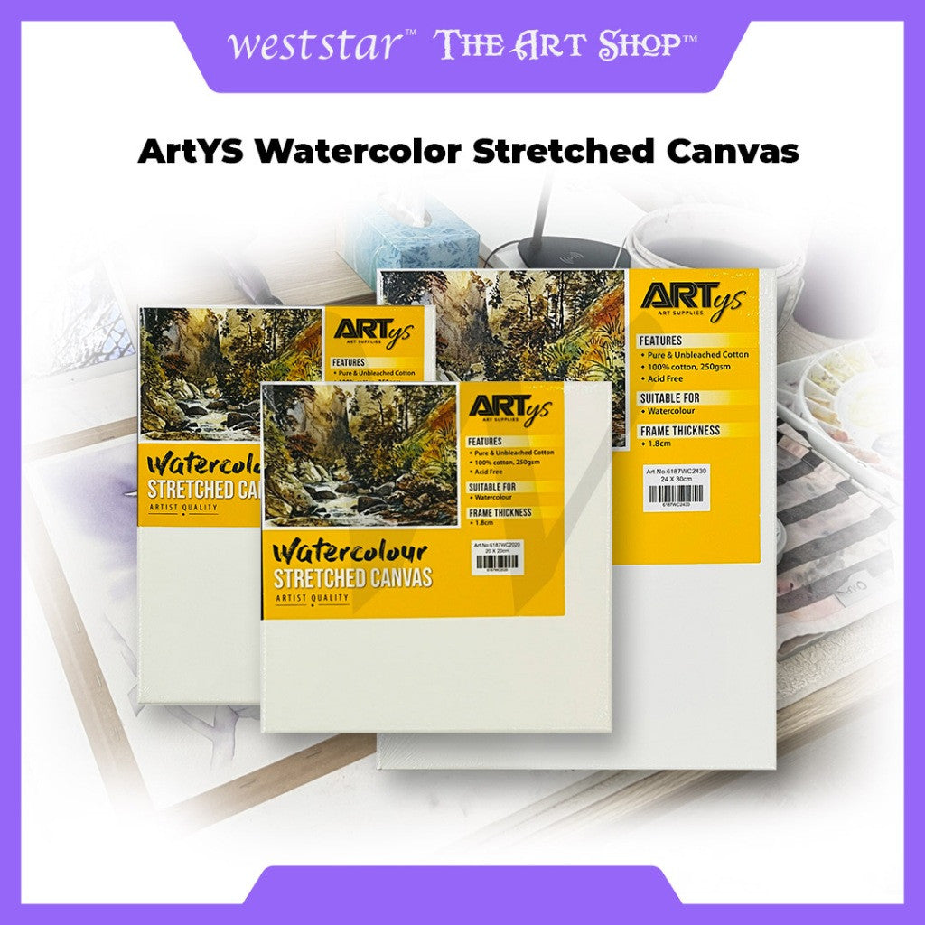 ARTYS Watercolour Canvas Stretched Canvas for Watercolour Painting Frame Kanvas Lukis Drawing Canvas