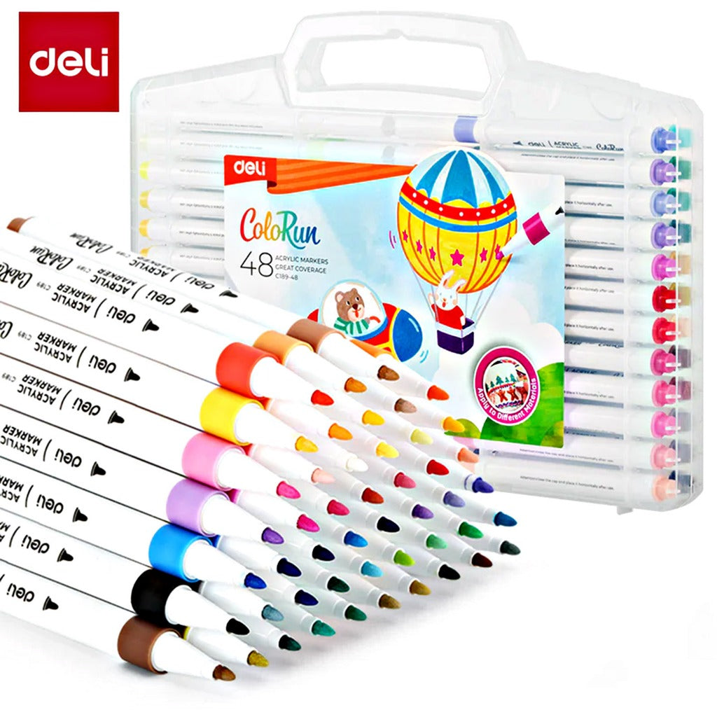 [WETAS] DELI COLORUN Acrylic Marker Slim Round Barrel 12 / 24 / 36 colours C189