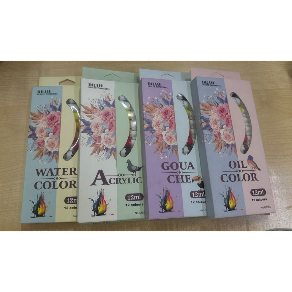 Acrylic Paint Set Watercolour Paint Gouache Paint Set Oil Paint Set of 12c x 12ml