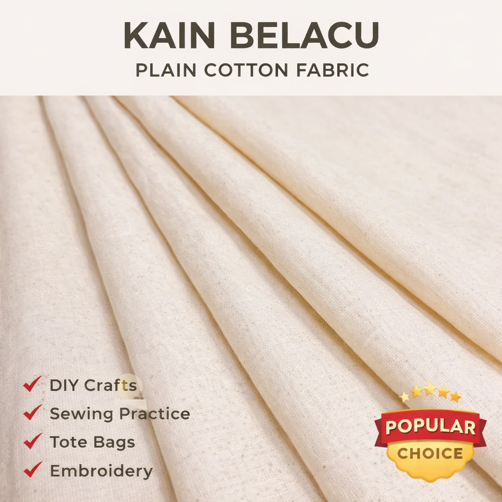 [WE-ARTS] Kain Belacu Plain Cotton Fabric Calico Fabric Kain Cotton DIY Kain Rentang Klasik - 96cm