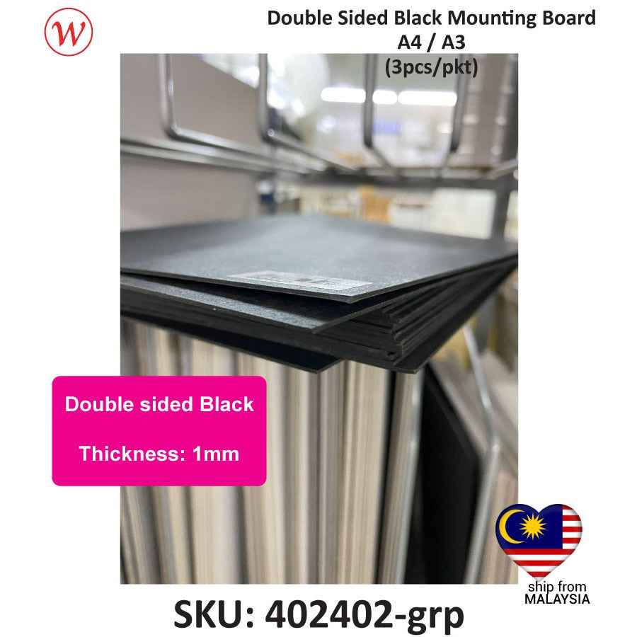 [WETAS] A4 , A3 , A2, A1 Double Sided Black Mounting Board /Black Card Black Board / Kad Board / Board Hitam