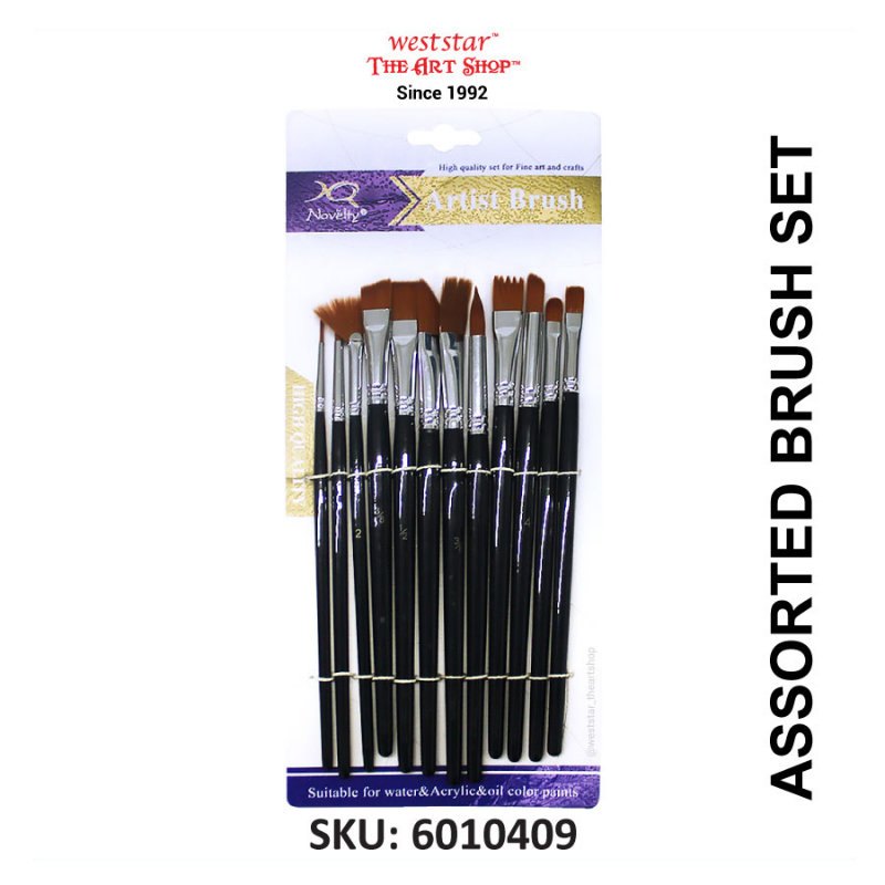 High Quality Assorted Nylon Brush Set , Painting Brush Set | 12pcs set