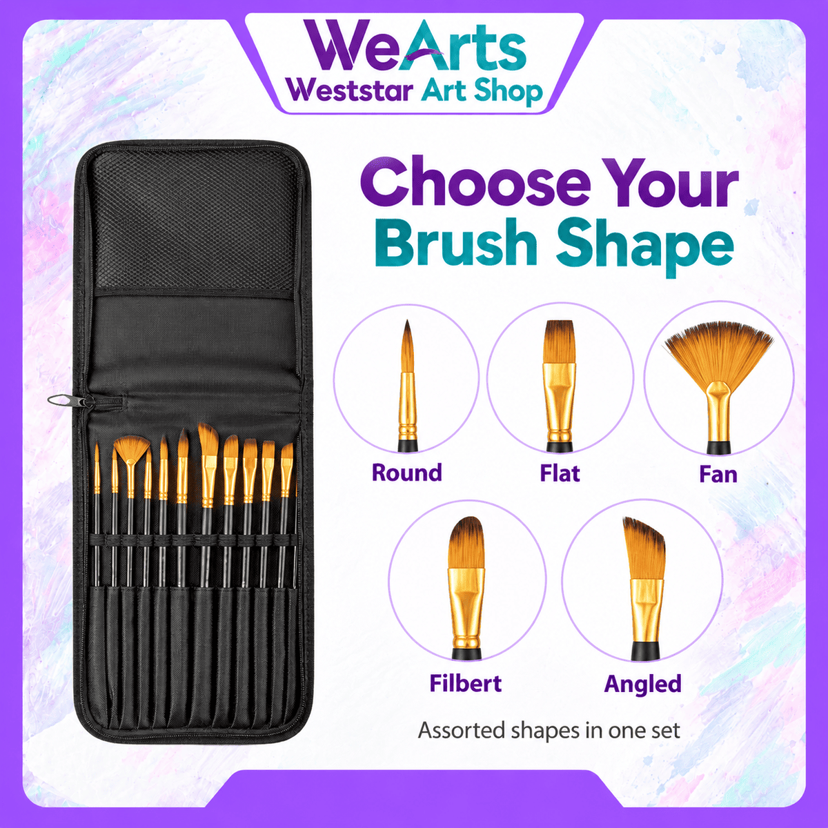Artys Nylon Paint Brush Set with Black Pouch Palette and Palette Knife