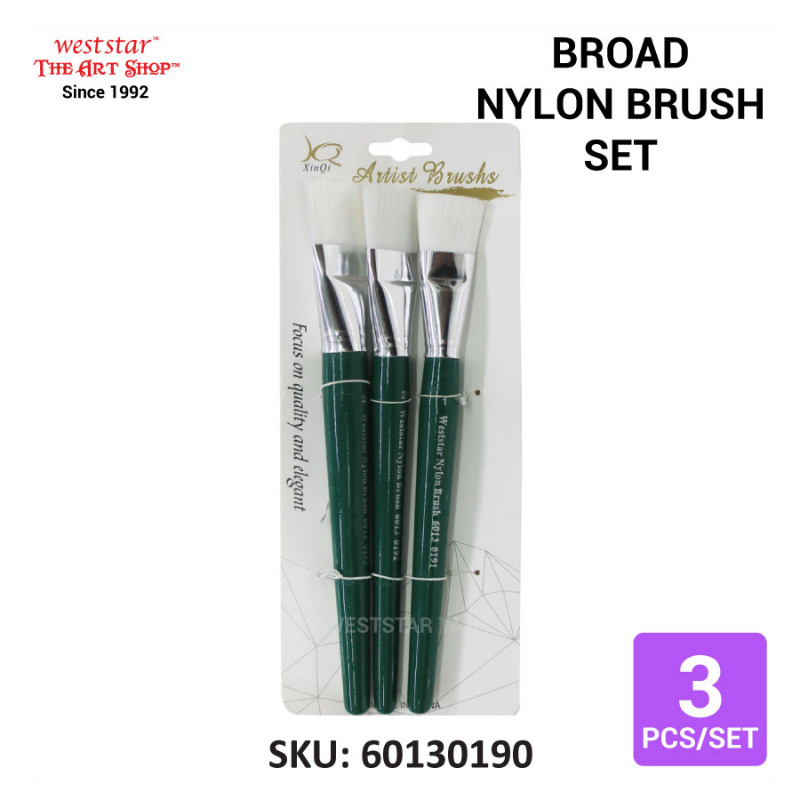 Weststar Broad Nylon Brush Flat Painting Brush (Set of 3pcs)