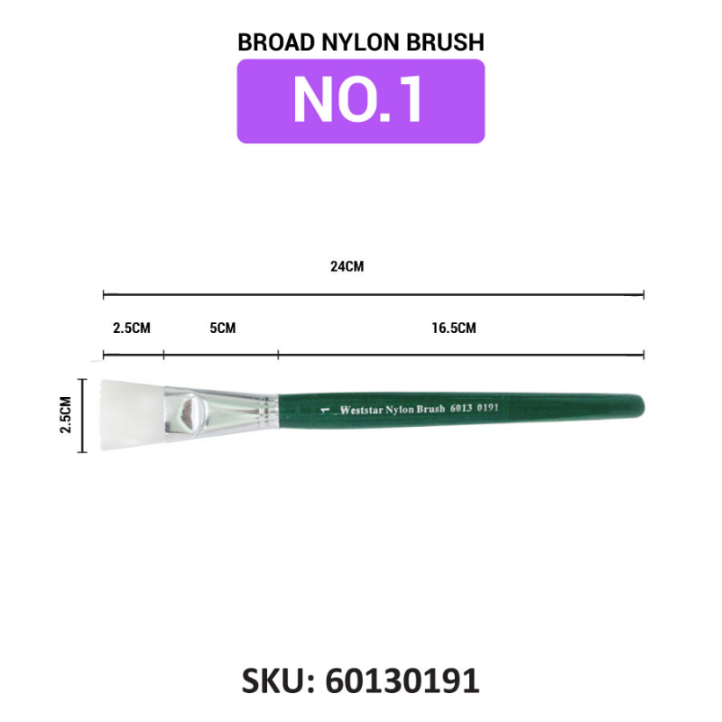 Weststar Broad Nylon Brush Flat Painting Brush (No.1, No.2, No.3)