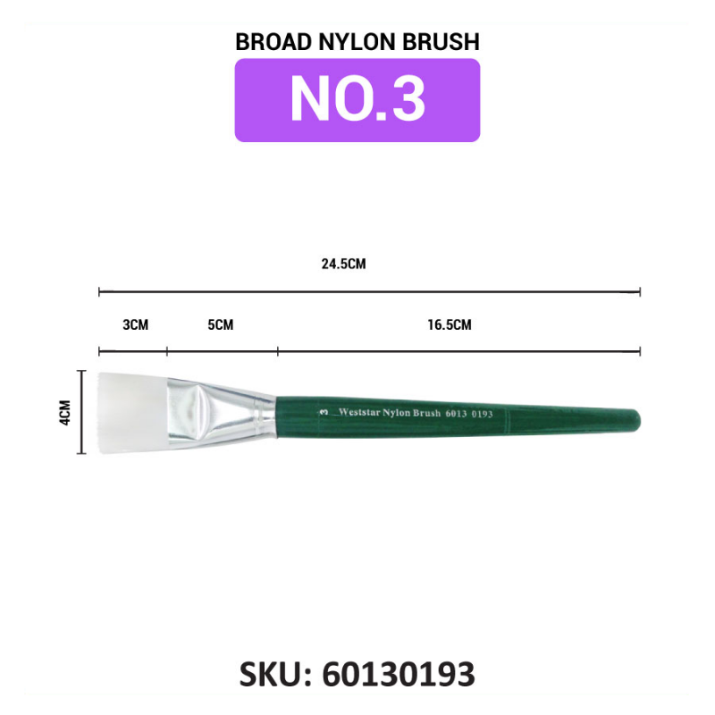 Weststar Broad Nylon Brush Flat Painting Brush (No.1, No.2, No.3)