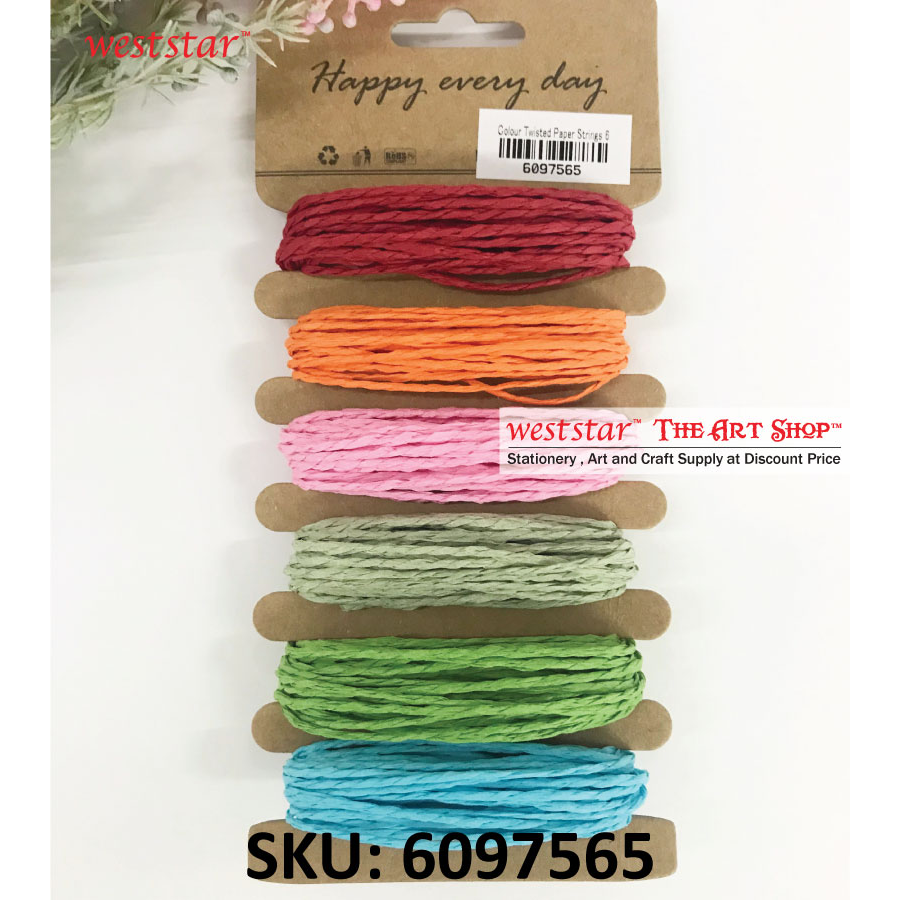 Colour Twisted Paper Strings 6 Assorted Color