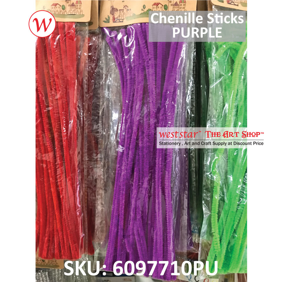 Chenille Pipe Cleaners Glitter Green: 30cm x 6mm - Fabric Direct Online