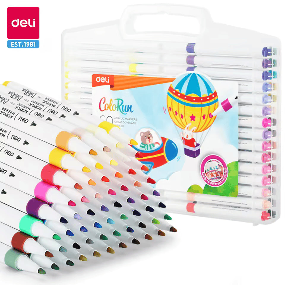 [WETAS] DELI COLORUN Acrylic Marker Slim Round Barrel 12 / 24 / 36 colours C189