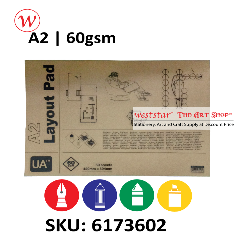 UA Layout Pad A4, A3, A2 Layout Paper (30sheets) (60gsm/70gsm)
