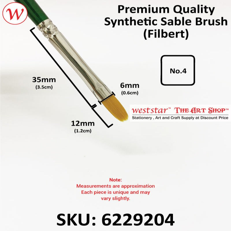 UA Filbert Synthetic Sable Painting Brush (LONG HANDLE) | Premium Quality