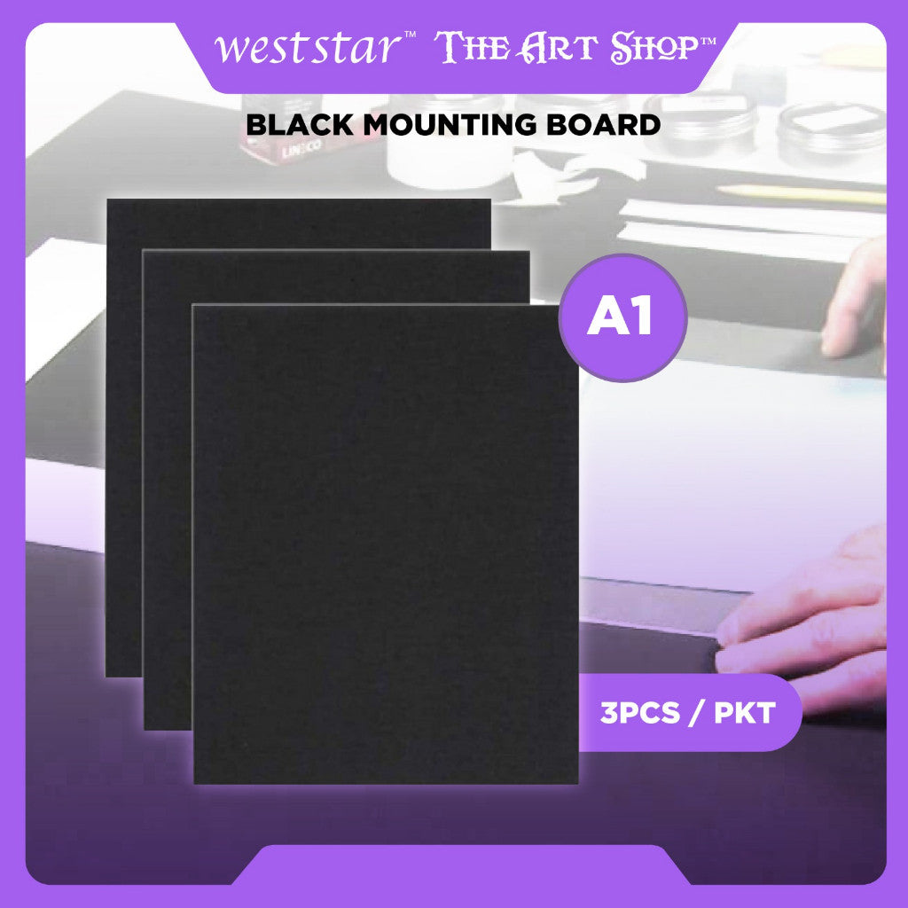 [WESTSTAR] Black Mounting Board A1 / Black Card Black Board / Kad Board / Hard Board Hitam - 3pcs /pkt