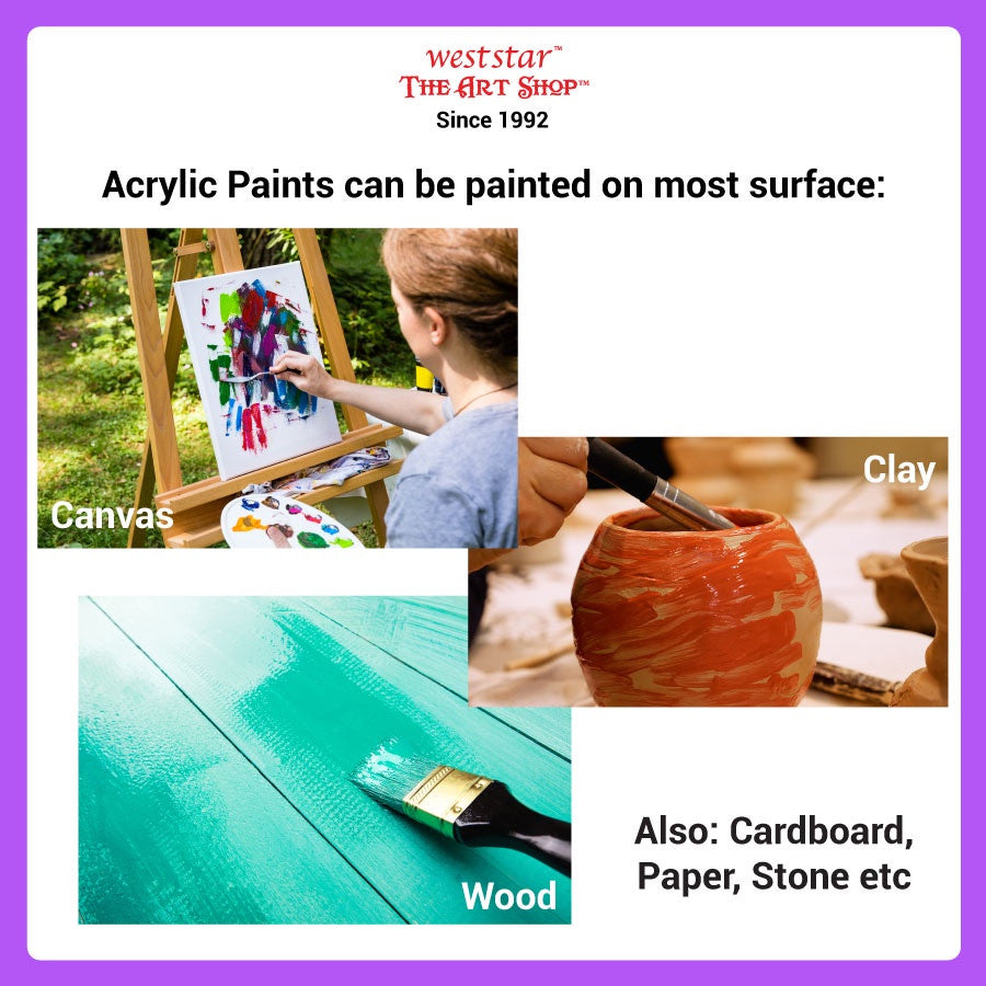 MARIES Acrylic Paint set 6 Col, Arcylic Paint Set,Acrylic Colour,Cat Arkilik,Akrilik Colour,Cat Akrilik Set Art Painting