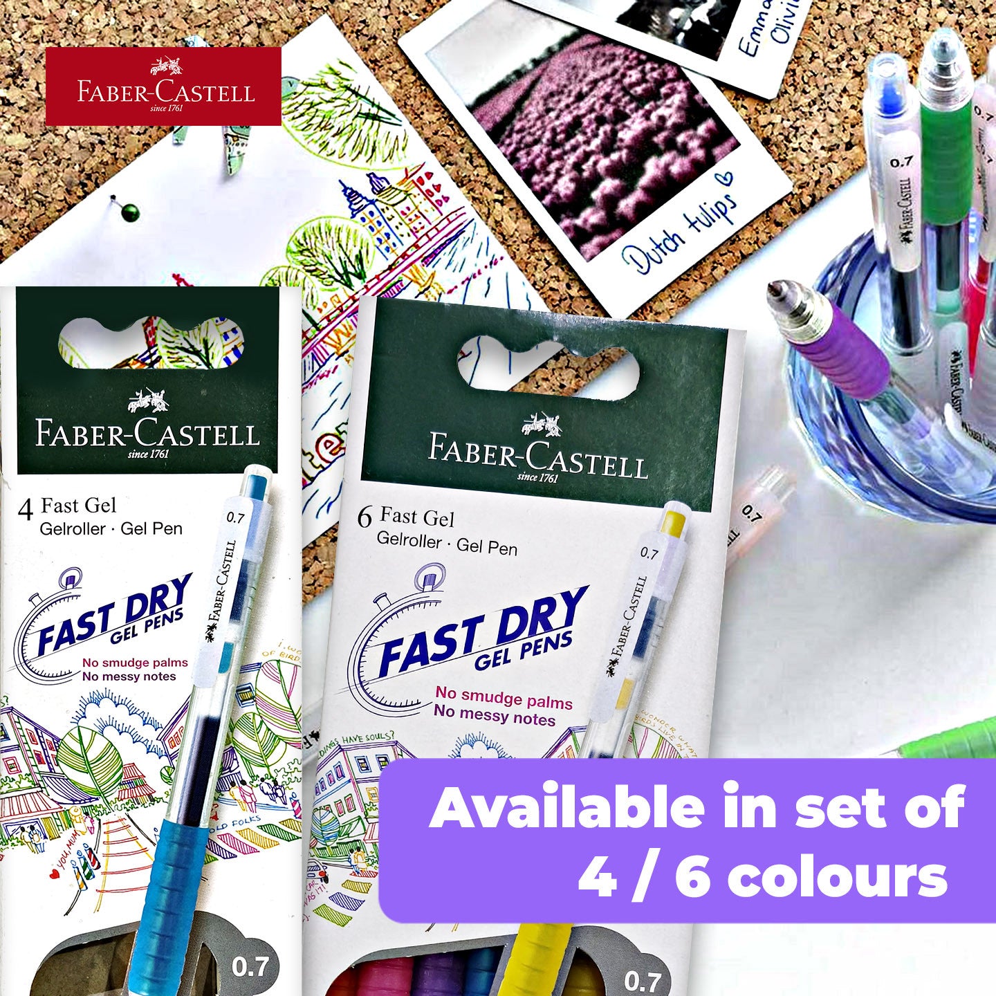 [WE-ARTS] Faber Fast Gel Pen Set of 4 colours / 6 colours