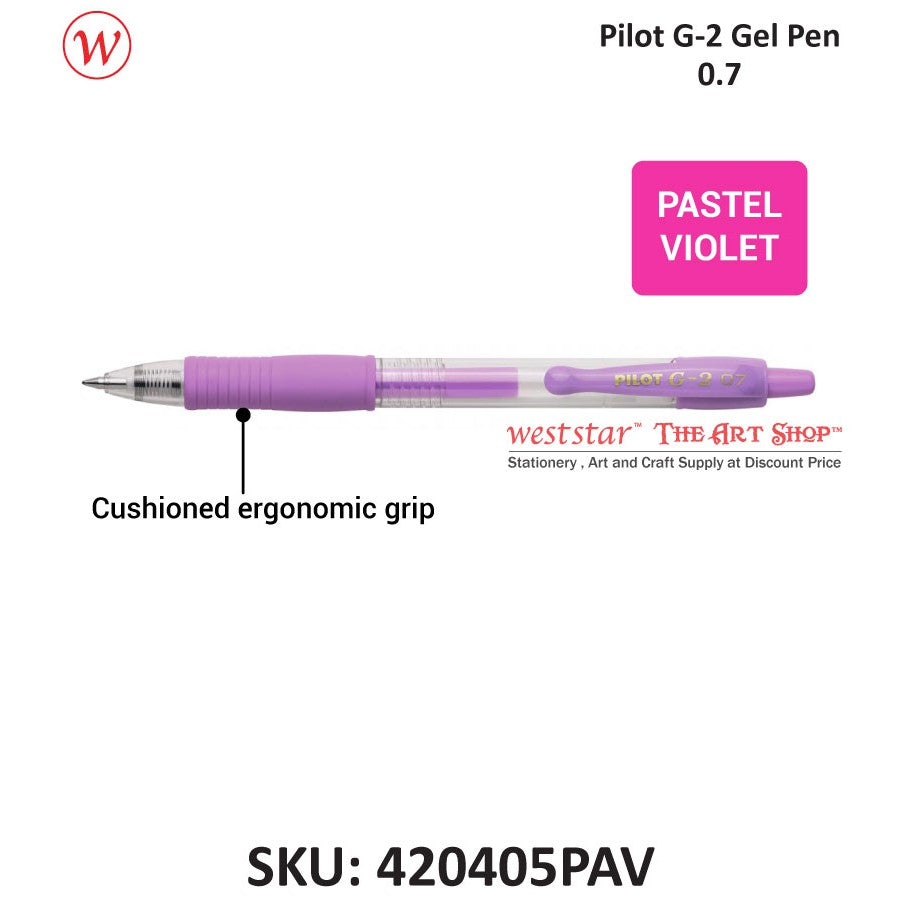 PILOT G2 Gel Pen, Pilot Retractable Gel Pen, Pilot G-2 Gel Pen (METALLIC / PASTEL COLOR) 0.7mm