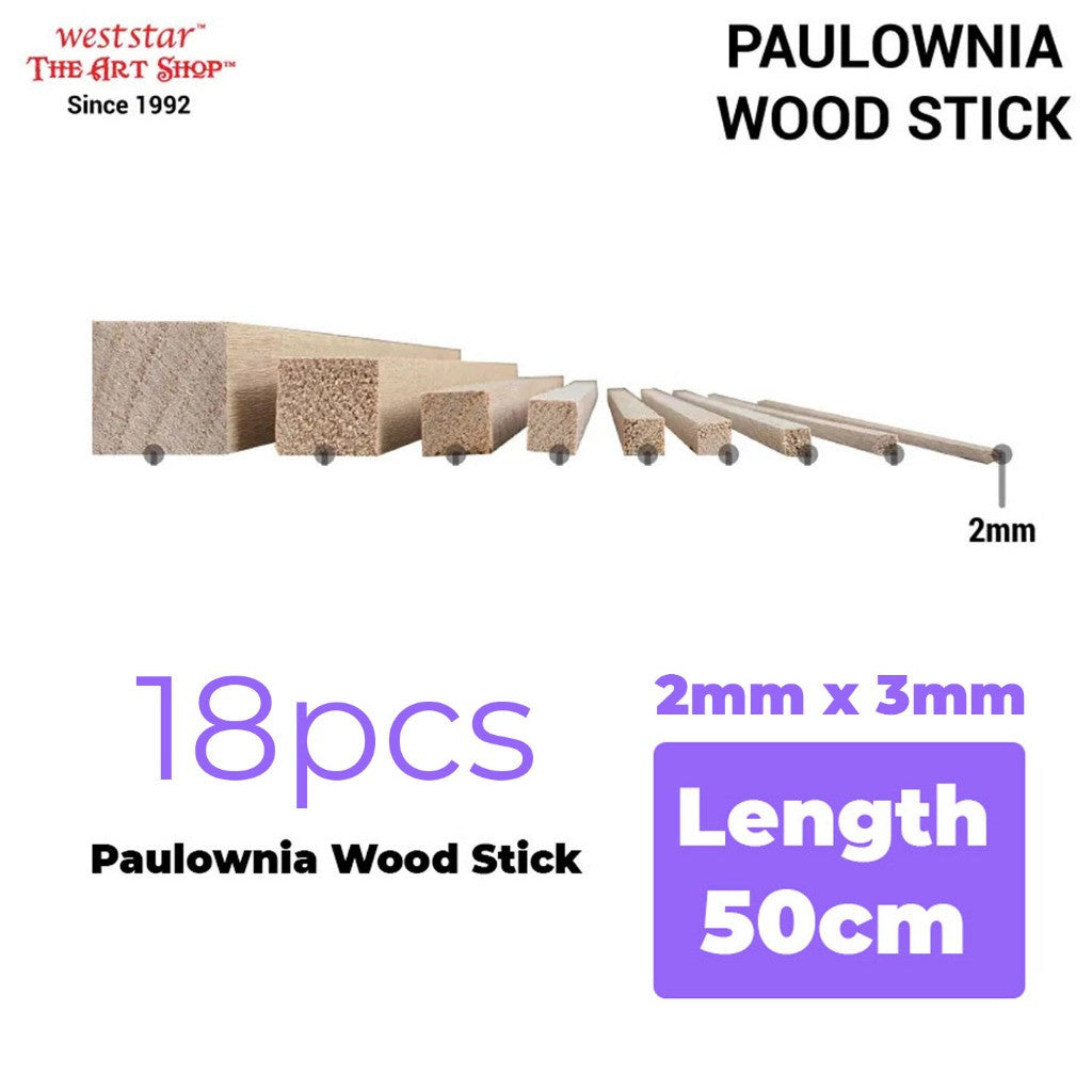 [WETAS] Paulownia Wood Stick Wooden Stick Lightweight Strong Wooden Craft Stick - 50cm length
