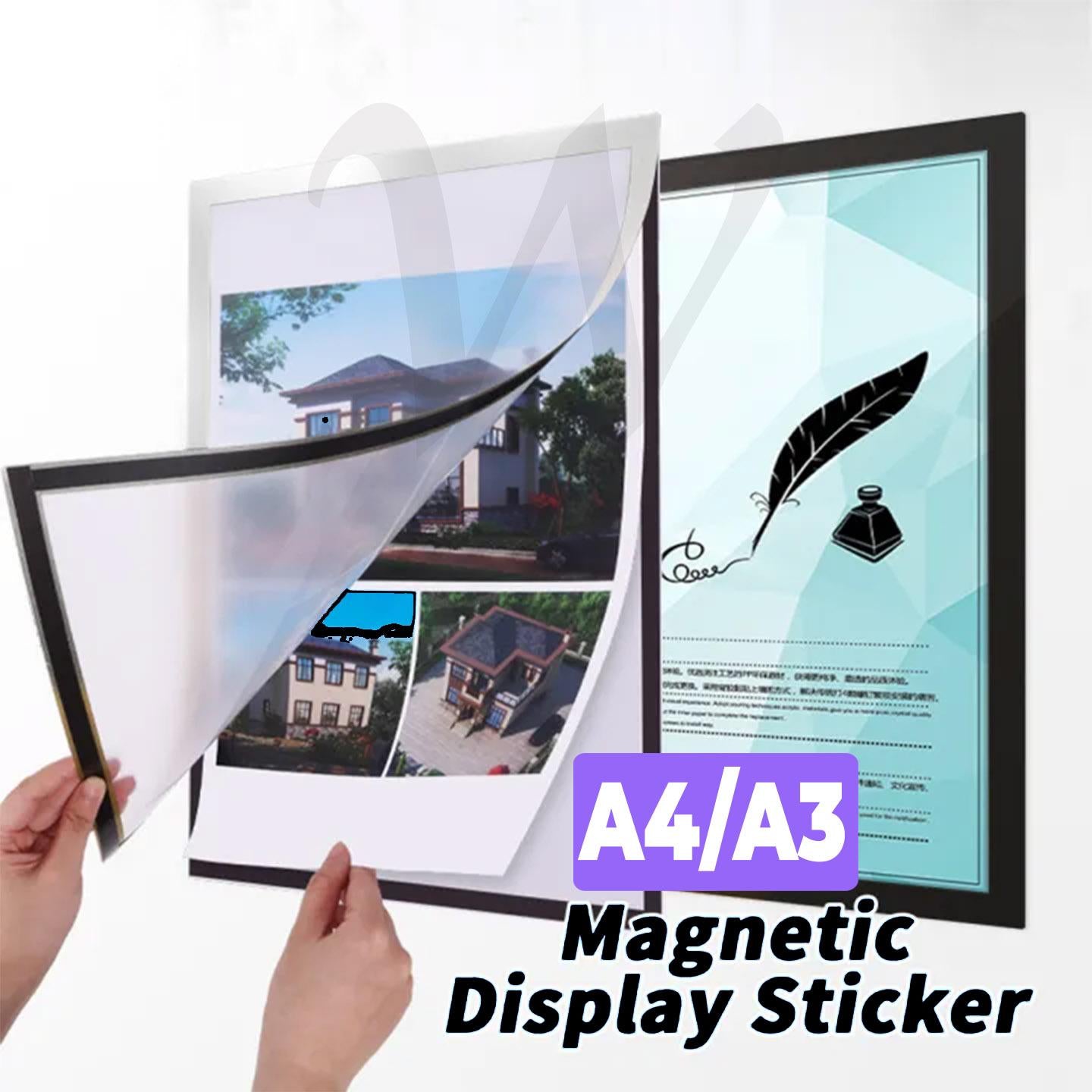 [WE-ARTS] A4 / A3 Magnetic Display Frame Magnetic Display Board Wall Stick Frame Photo Certificate Office Adhesive