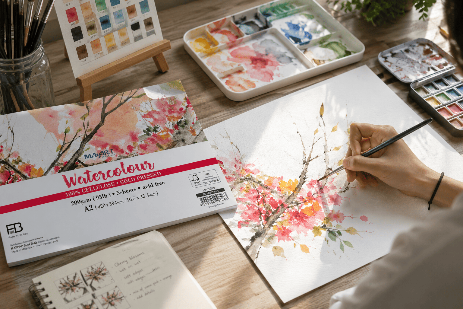 MAyART Watercolour Paper 100% Cellulose  A2 size 5s 200g (FB-SERIES) MA00726