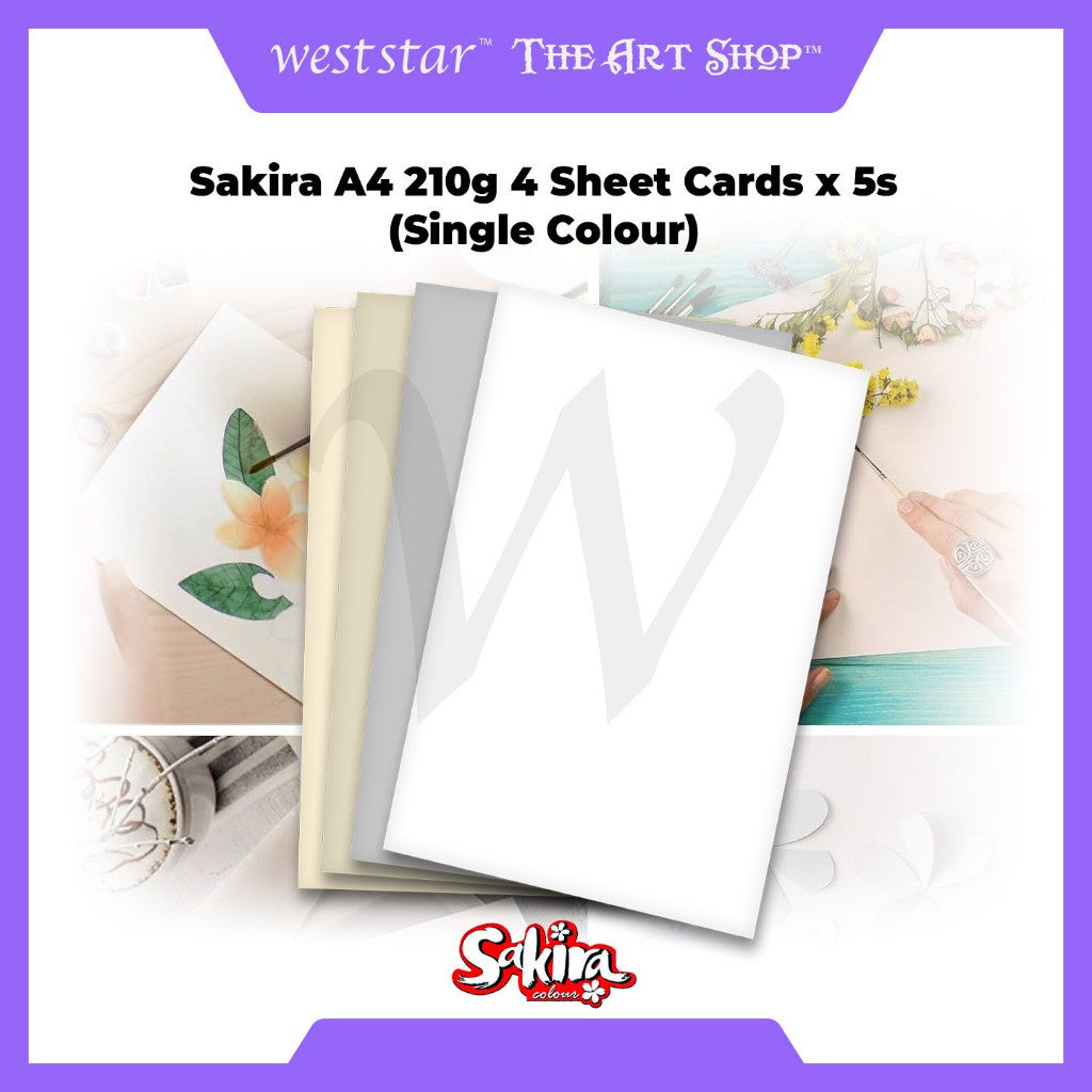 [WE-ARTS] Sakira A4 210g 4 Sheet Cards x 5s (Single Colour)