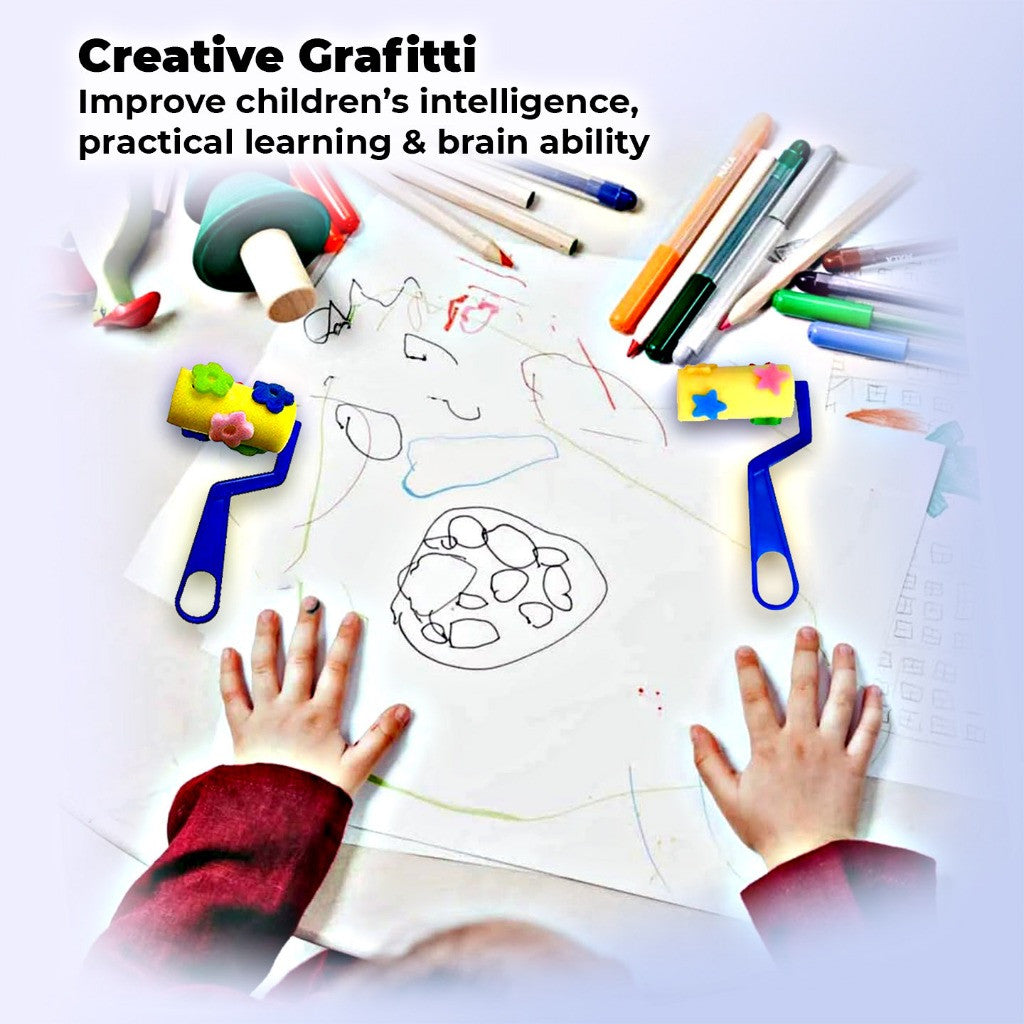 [WE-ARTS]  Sponge Paint Roller HM-1164 – Fun, Mess-Free Painting with Cute Patterns!