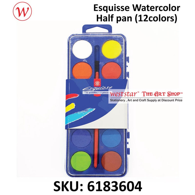 Esquisse Watercolor Half Pan Set | 12colors, Watercolour, Water Color, Cat Air Warna Air
